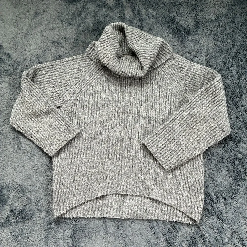 J. Crew Point Sur Ribbed Chunky Turtleneck Mohair Wool Blend Sweater Small